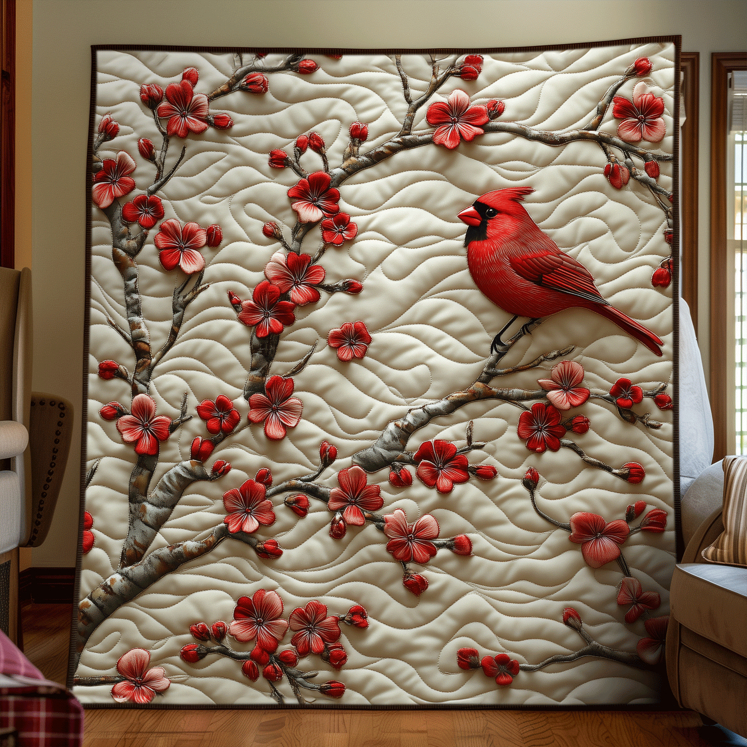 Cherry Cardinal Quilted Blanket 04acxa140425