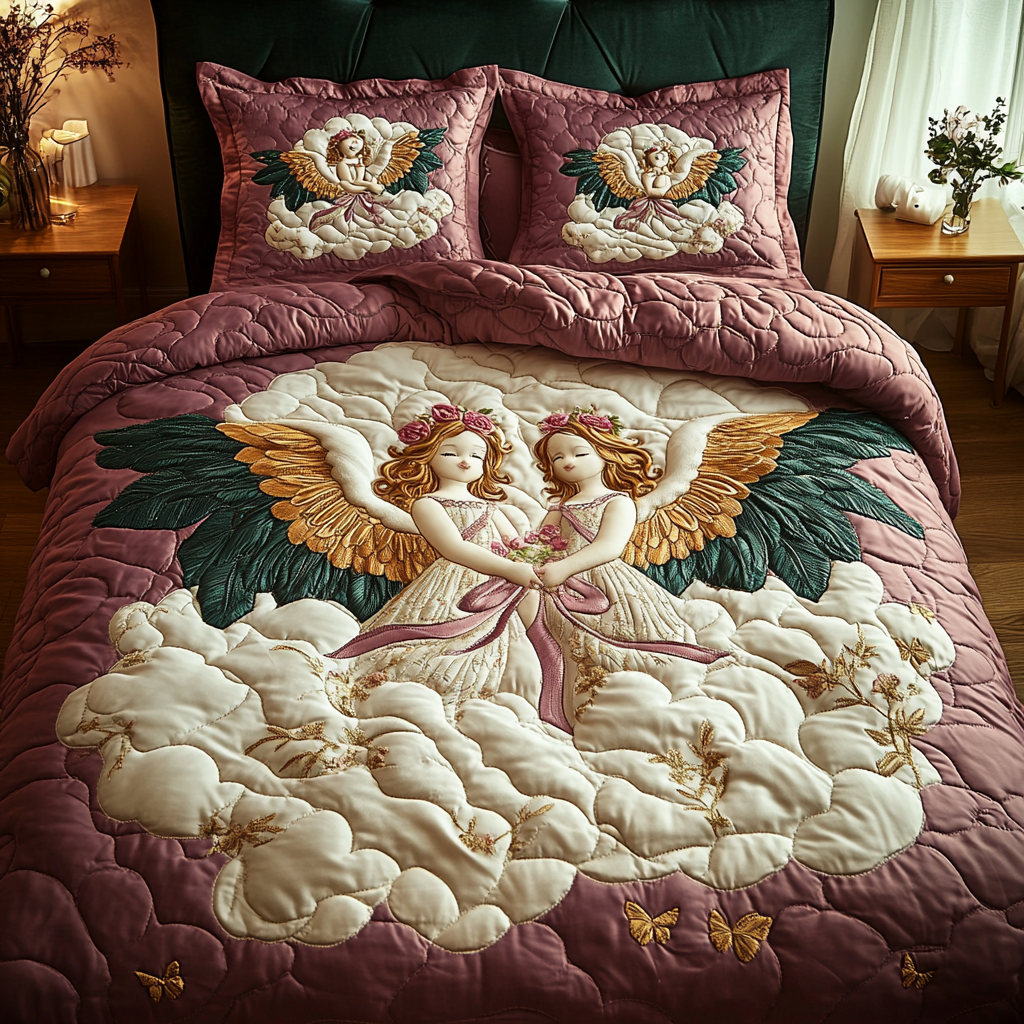 Cherub Glow 3-Piece Quilted Bedding Set NCU0VH1517