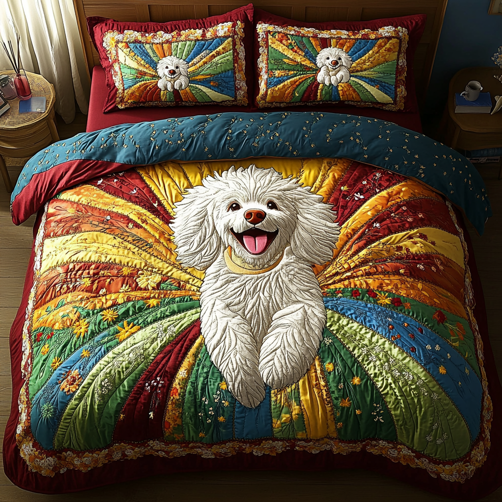Chic Paws 3-Piece Quilted Bedding Set NCU0DK4454
