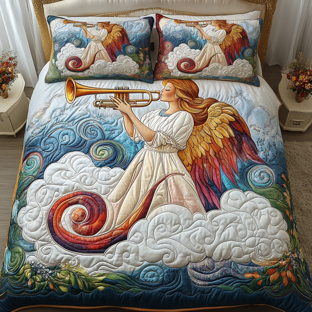 Christmas Angel Melody 3-Piece Quilted Bedding Set NCU0TL2155