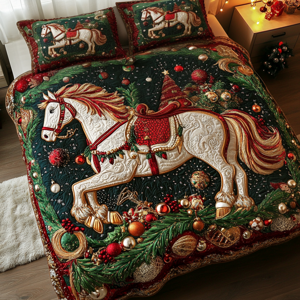 Christmas Charger 3-Piece Quilted Bedding Set NCU0VH1143