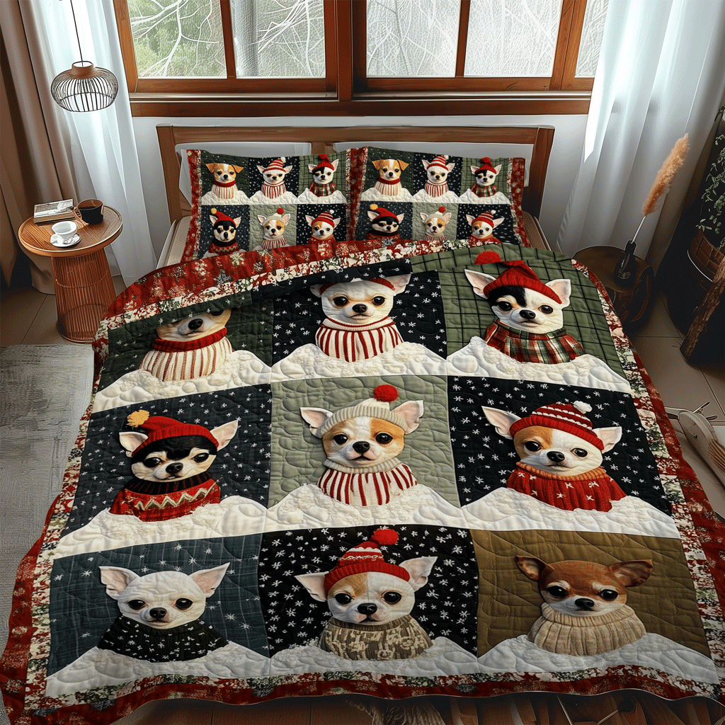 Christmas Chi Charm 3-Piece Quilted Bedding Set NCU0TH2046