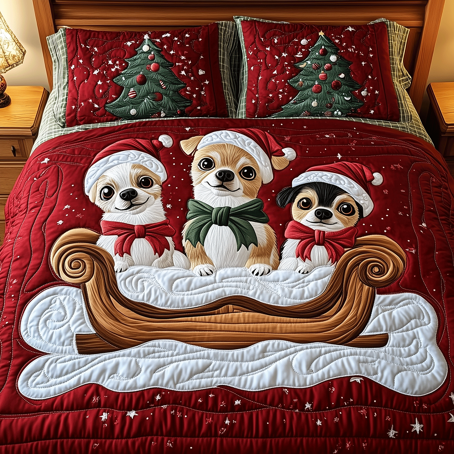 Christmas Chi Charm 3-Piece Quilted Bedding Set NCU0TH2322