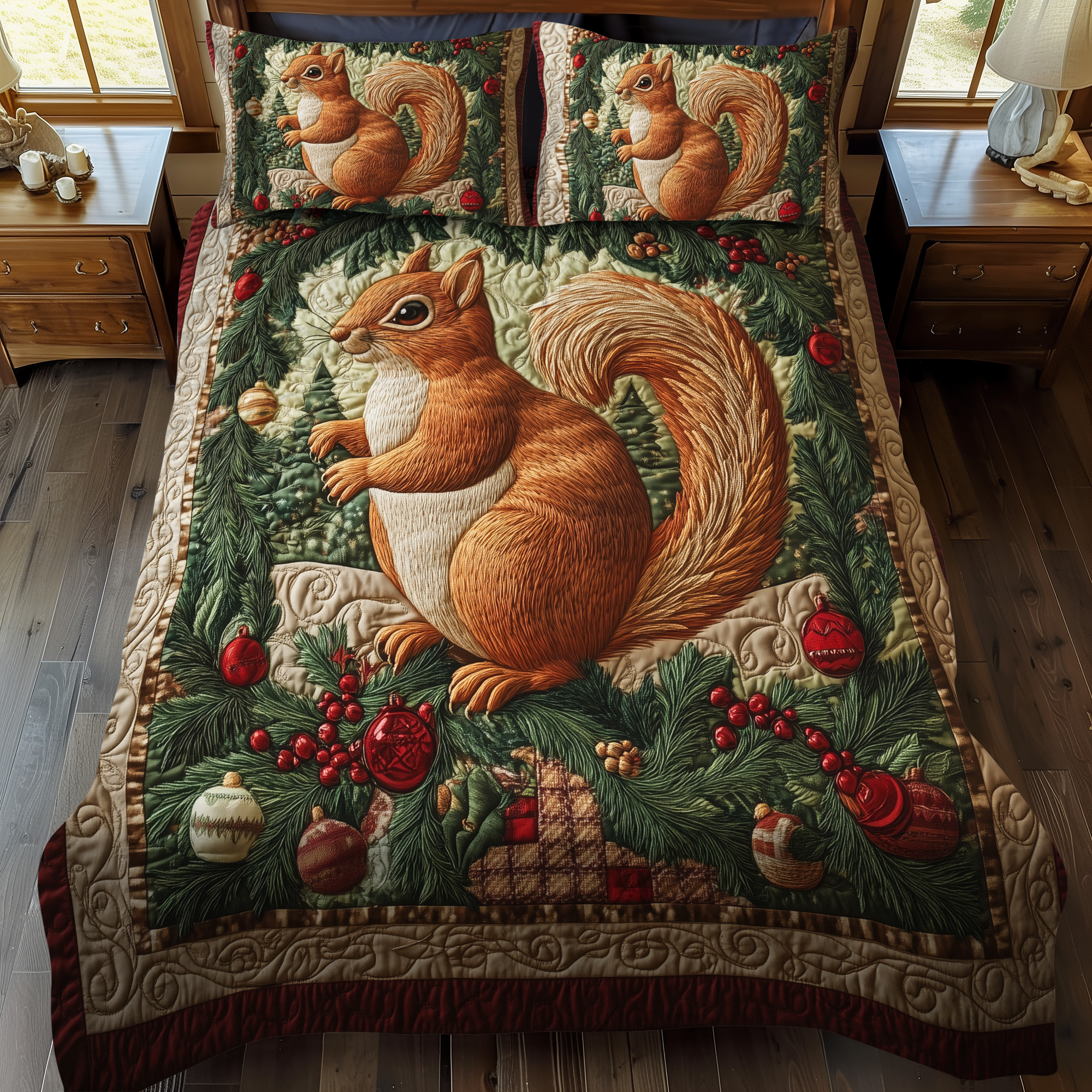 Christmas Critter 3-Piece Quilted Bedding Set NCU0VH773
