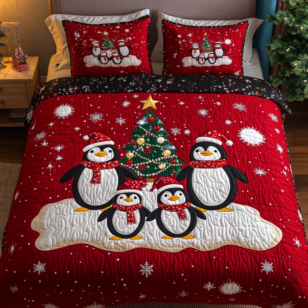 Christmas Joy 3-Piece Quilted Bedding Set NCU0NT2360