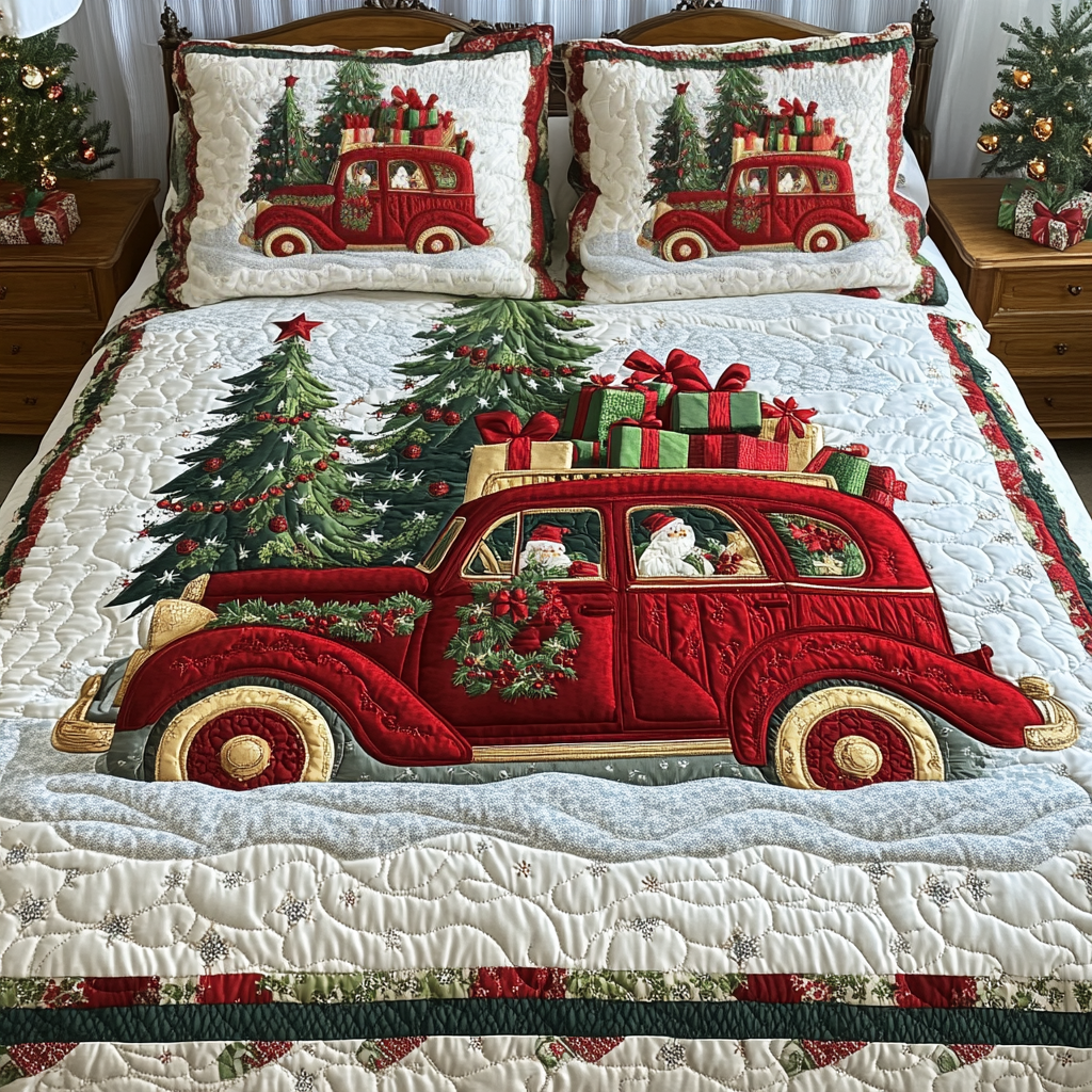 Christmas Roadtrip 3-Piece Quilted Bedding Set NCU0VH947