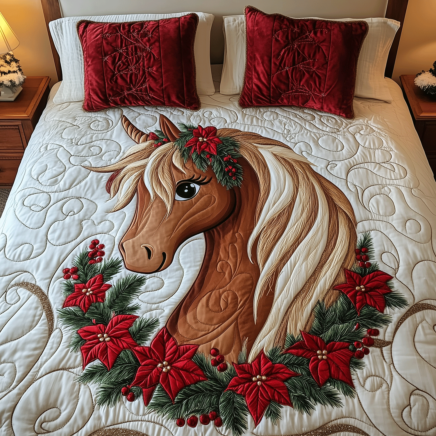 Christmas Spirit Pony 3-Piece Quilted Bedding Set NCU0TH2202