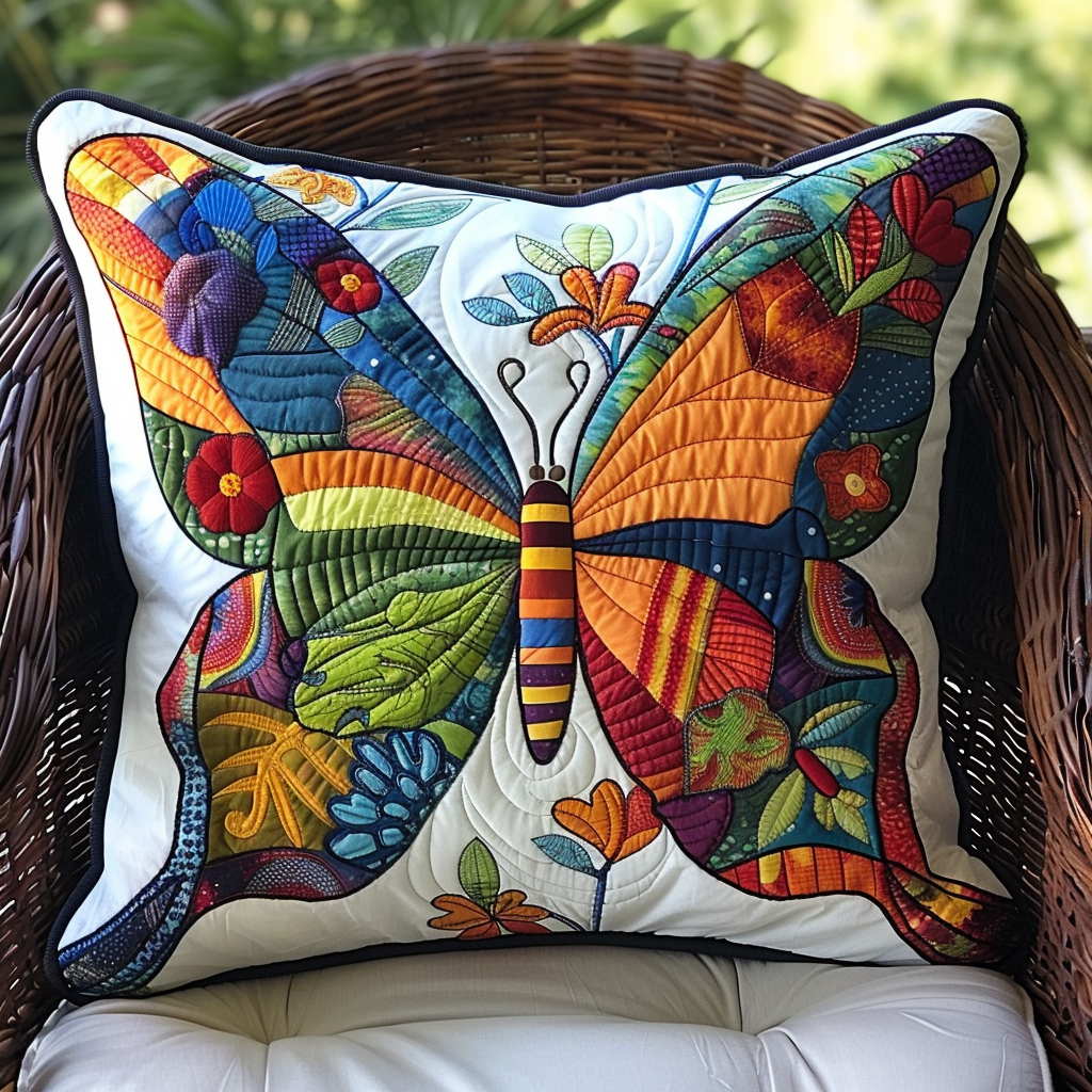 Colorful Butterfly Quilted Pillow Case NCU0VL104
