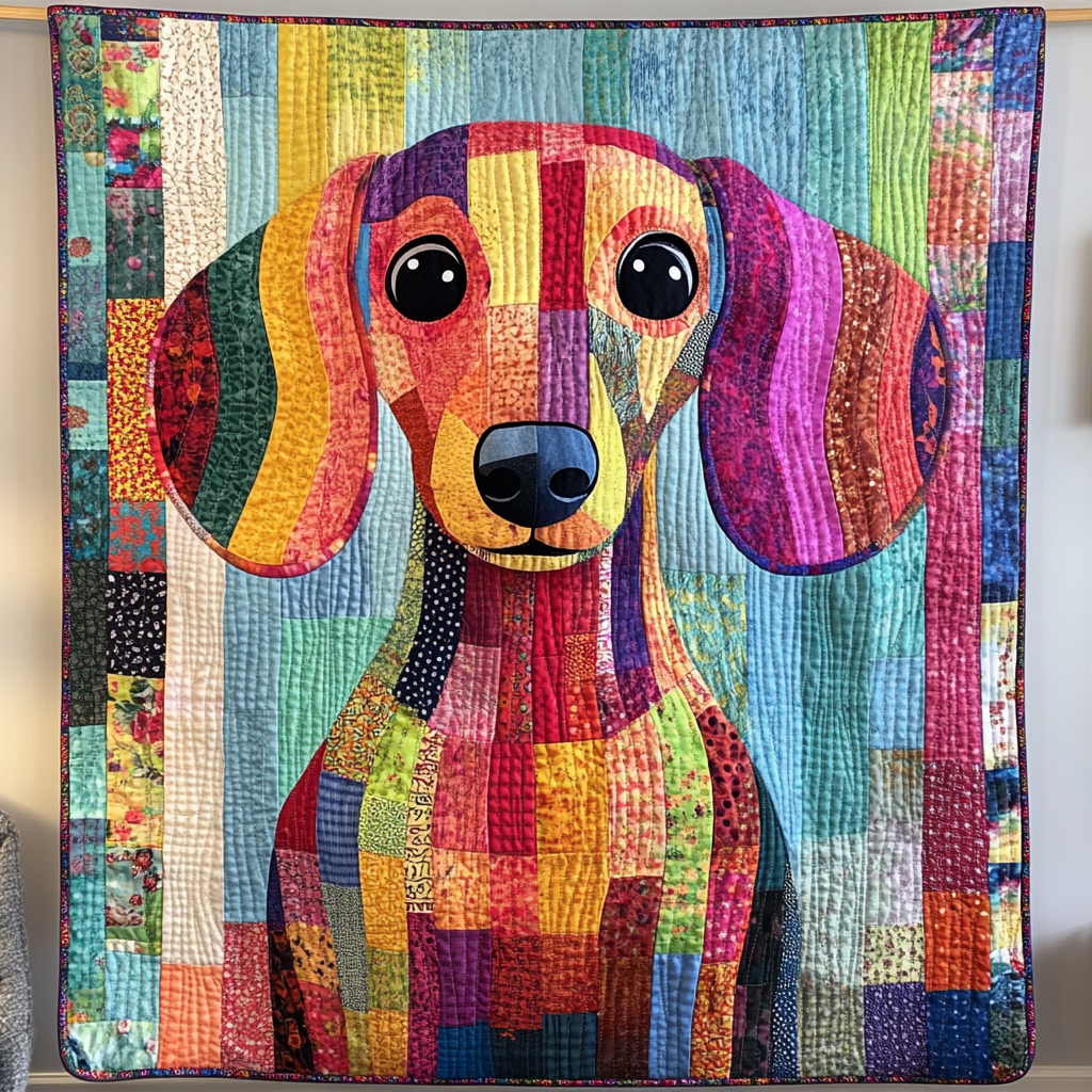 Colorful Dachshund Charm Quilted Blanket NCU0TL1780