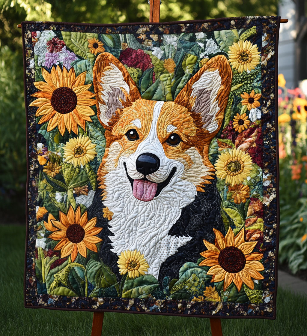 Corgi Garden Joy Quilted Blanket NCU0PT913