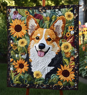 Corgi Garden Joy Quilted Blanket NCU0PT913