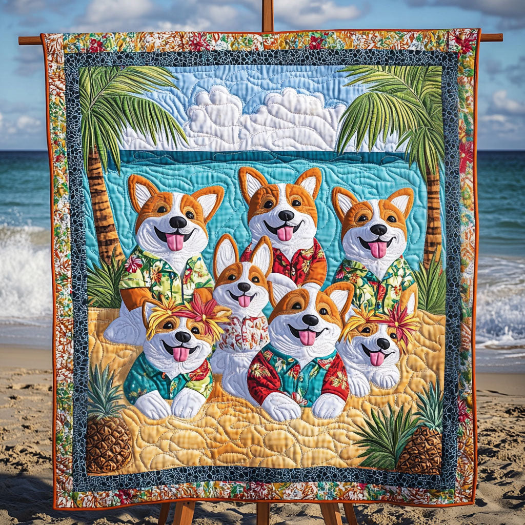 Corgi Island Breeze Quilted Blanket NCU0PT1457