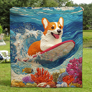 Corgi Waves Quilted Blanket NCU0PT917