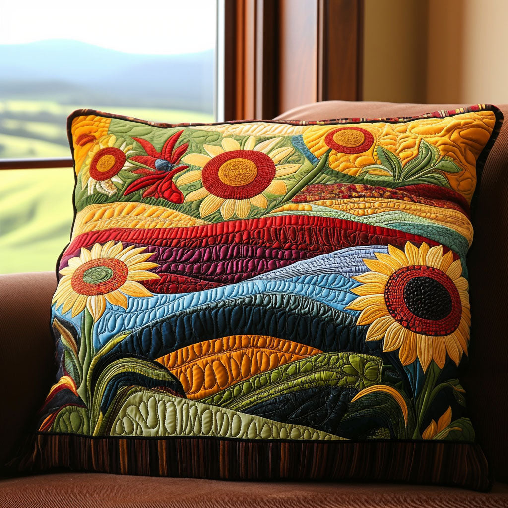 Country Sunflower Dreams Quilted Bedding Pillow Case NCU0PT4826