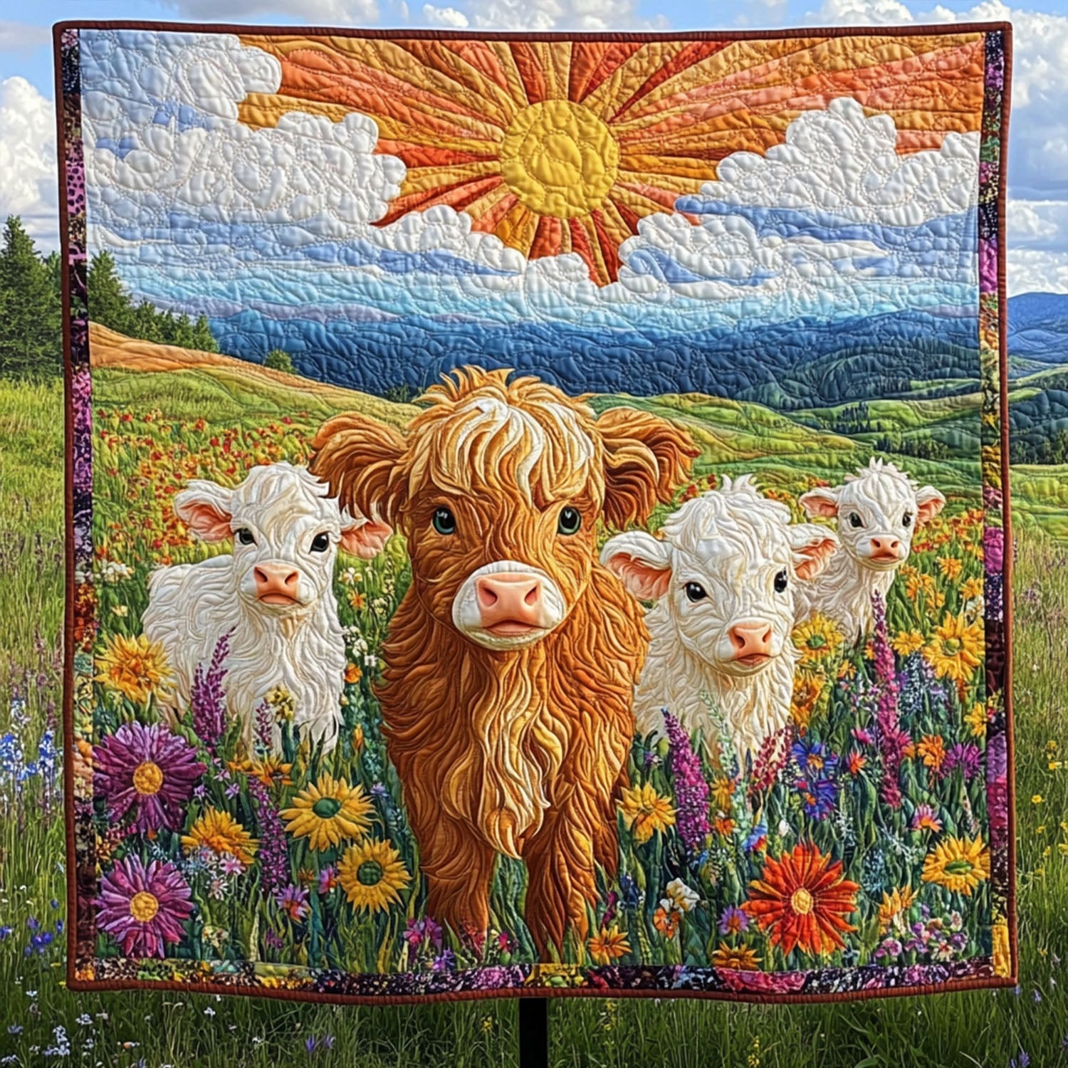 Cow-mic Relief Quilted Blanket 04acxa110425