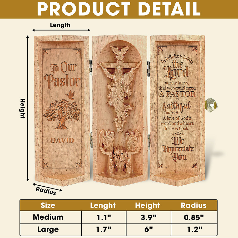 Mẫu - Personalized Openable Wooden Cylinder Sculpture of Jesus Christ - Wooden Cylinder Sculpture - GoDuckee