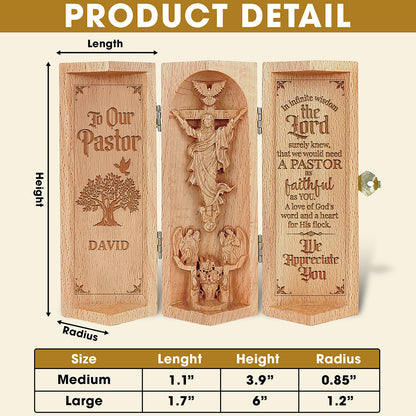 Mẫu - Personalized Openable Wooden Cylinder Sculpture of Jesus Christ - Wooden Cylinder Sculpture - GoDuckee