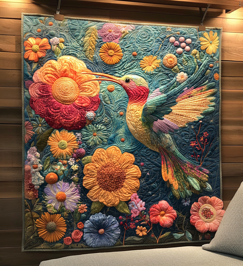 Daylight Hummingbird Quilted Blanket 05acxa100425