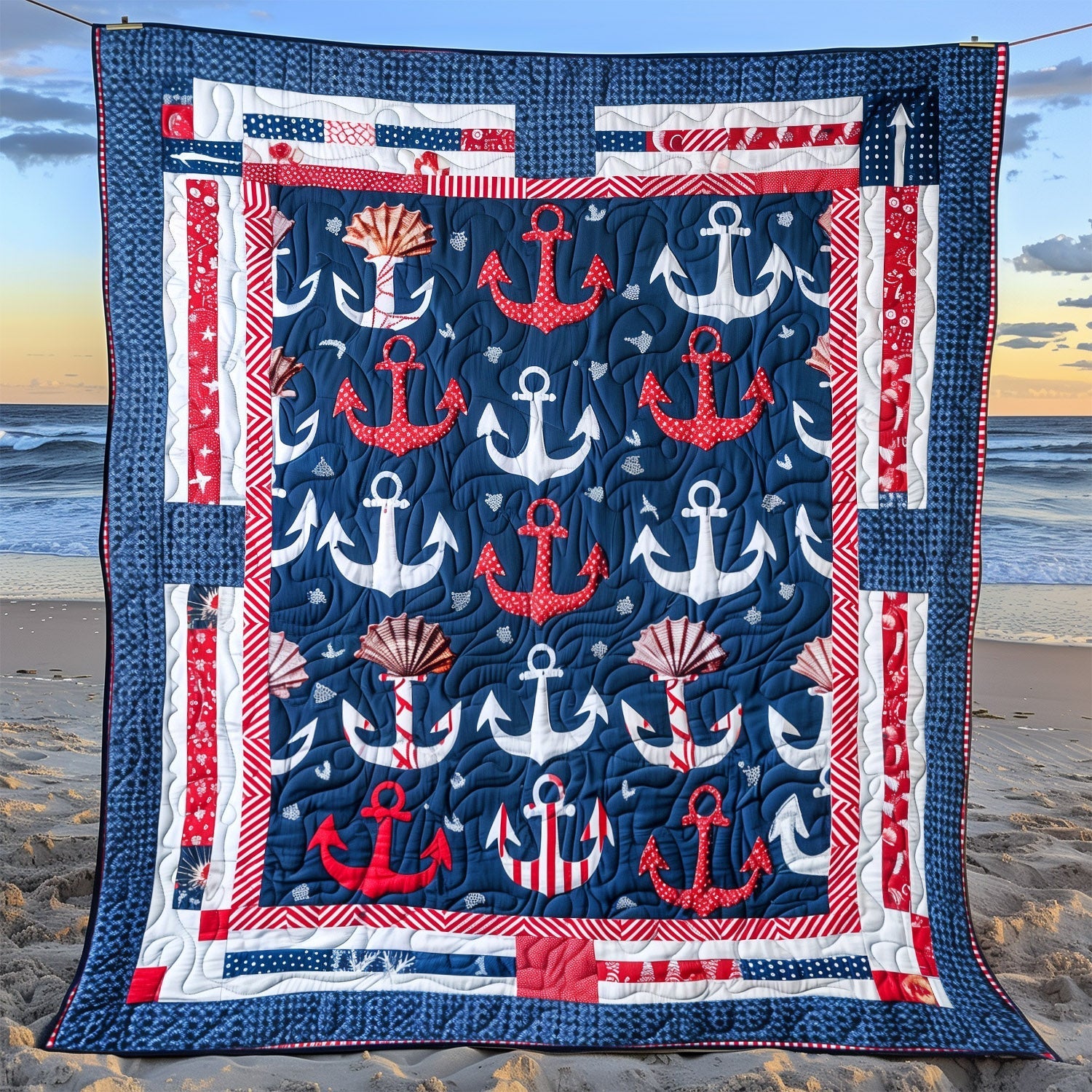 Deep Sea Anchors Quilted Blanket NCU0TH1317