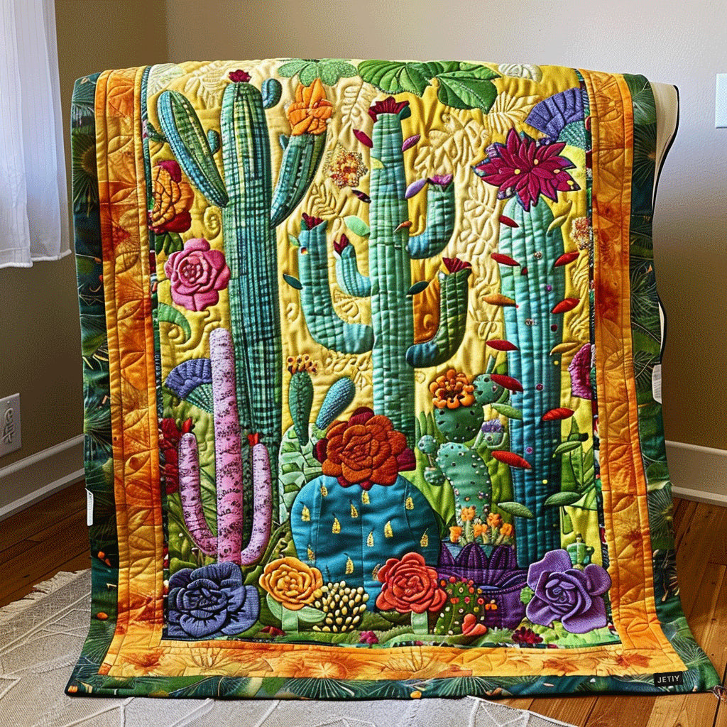 Desert Cactus Blooms Quilted Blanket 01acxn140425