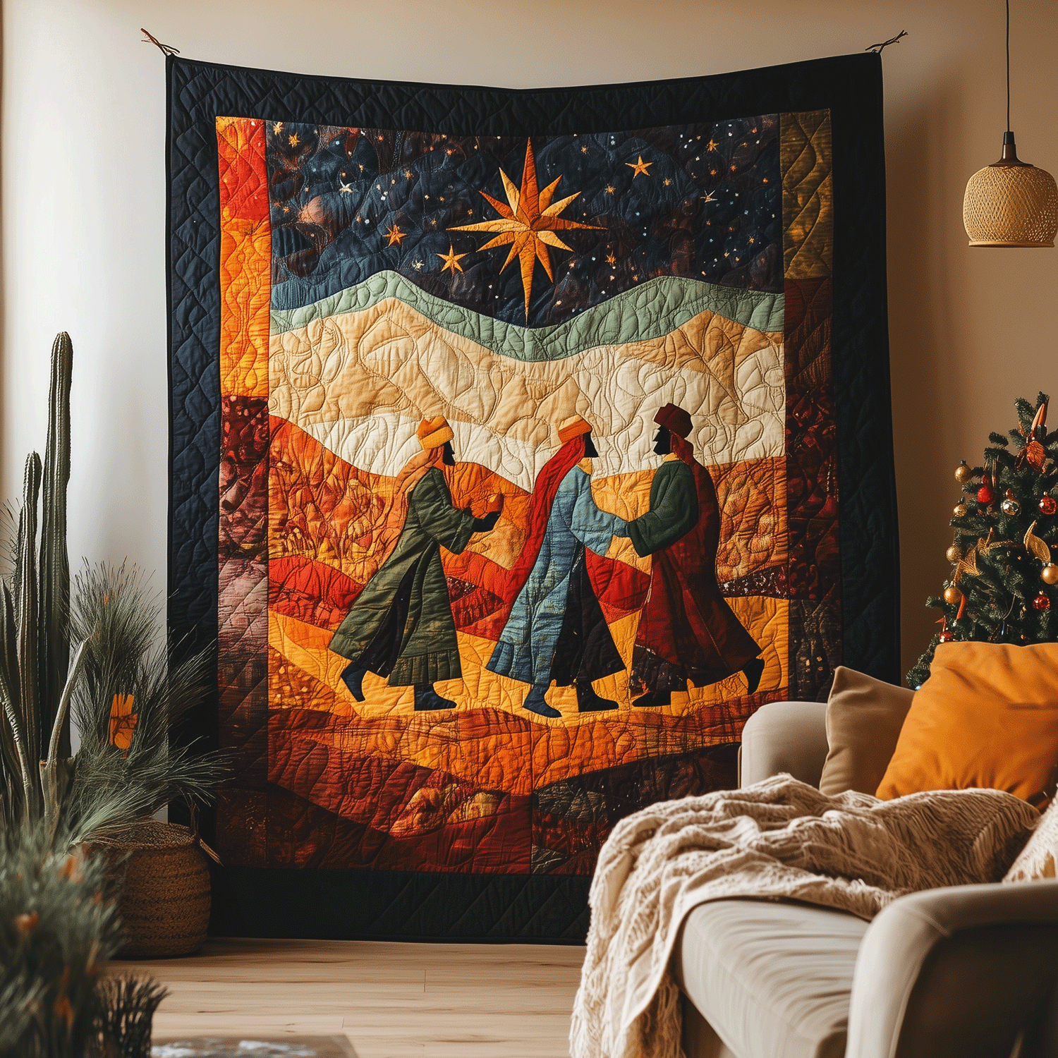 Wise Men Pilgrimage Quilted Blanket NCU0TH1984