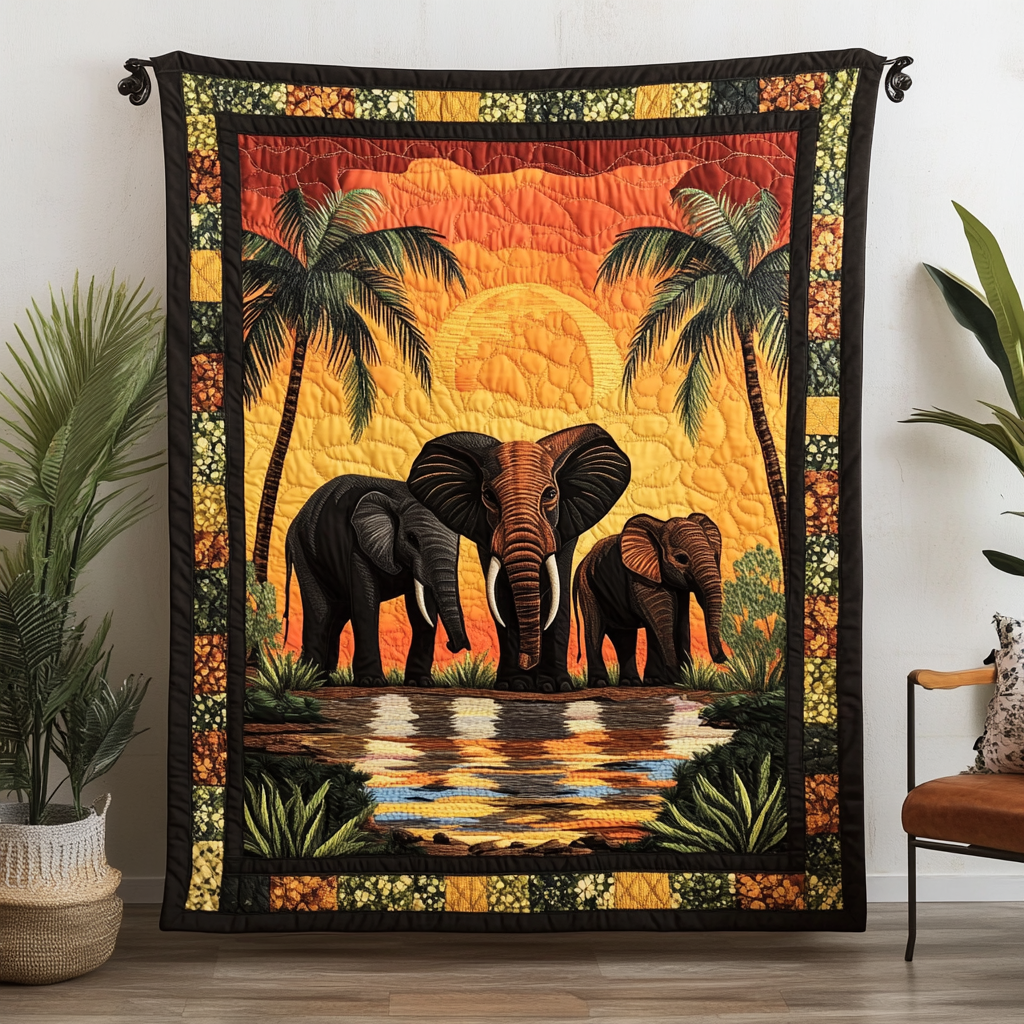 Elephant Dreams Quilted Blanket NCU0DK5710