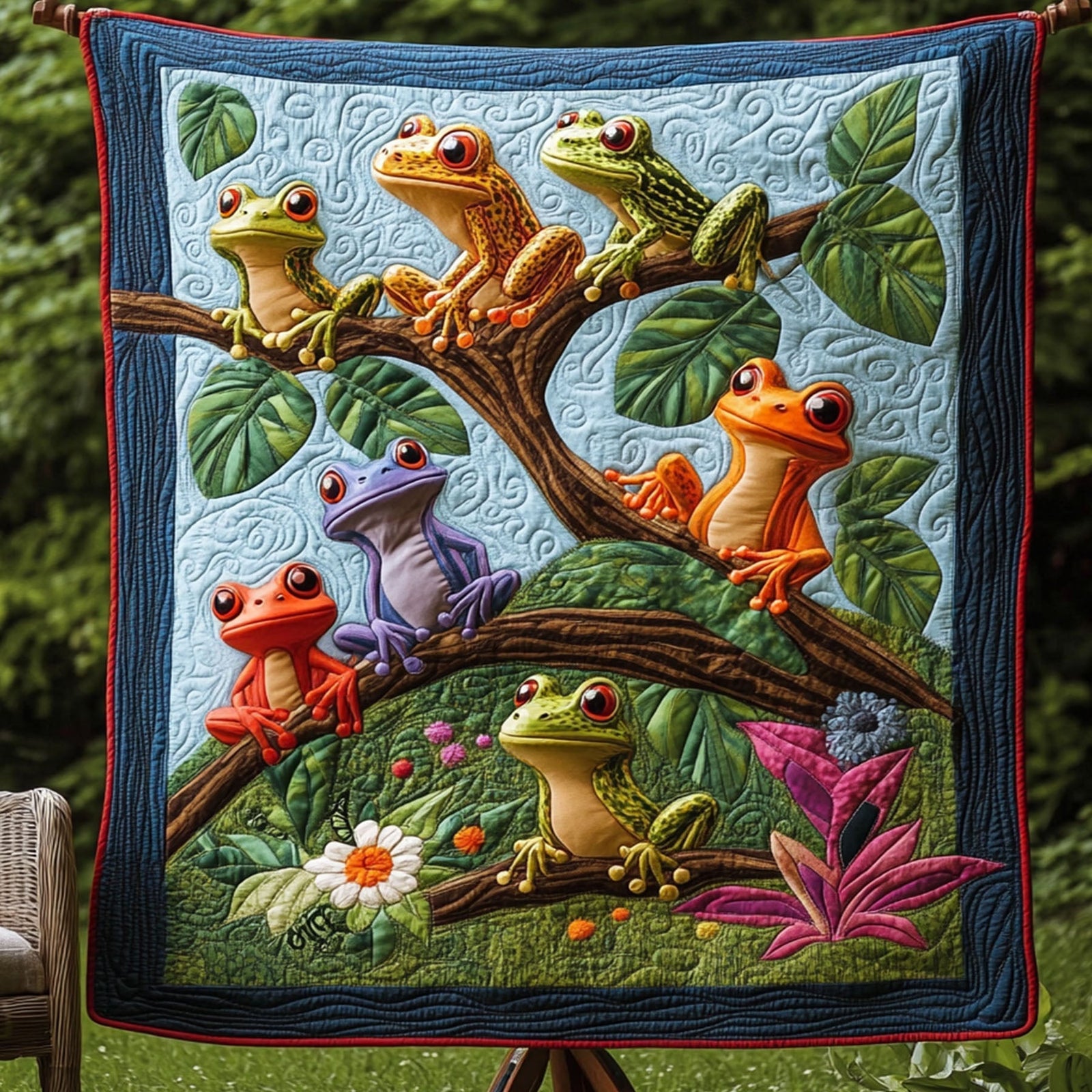 Enchanted Forest Frogs Quilted Blanket NCU0PT4659