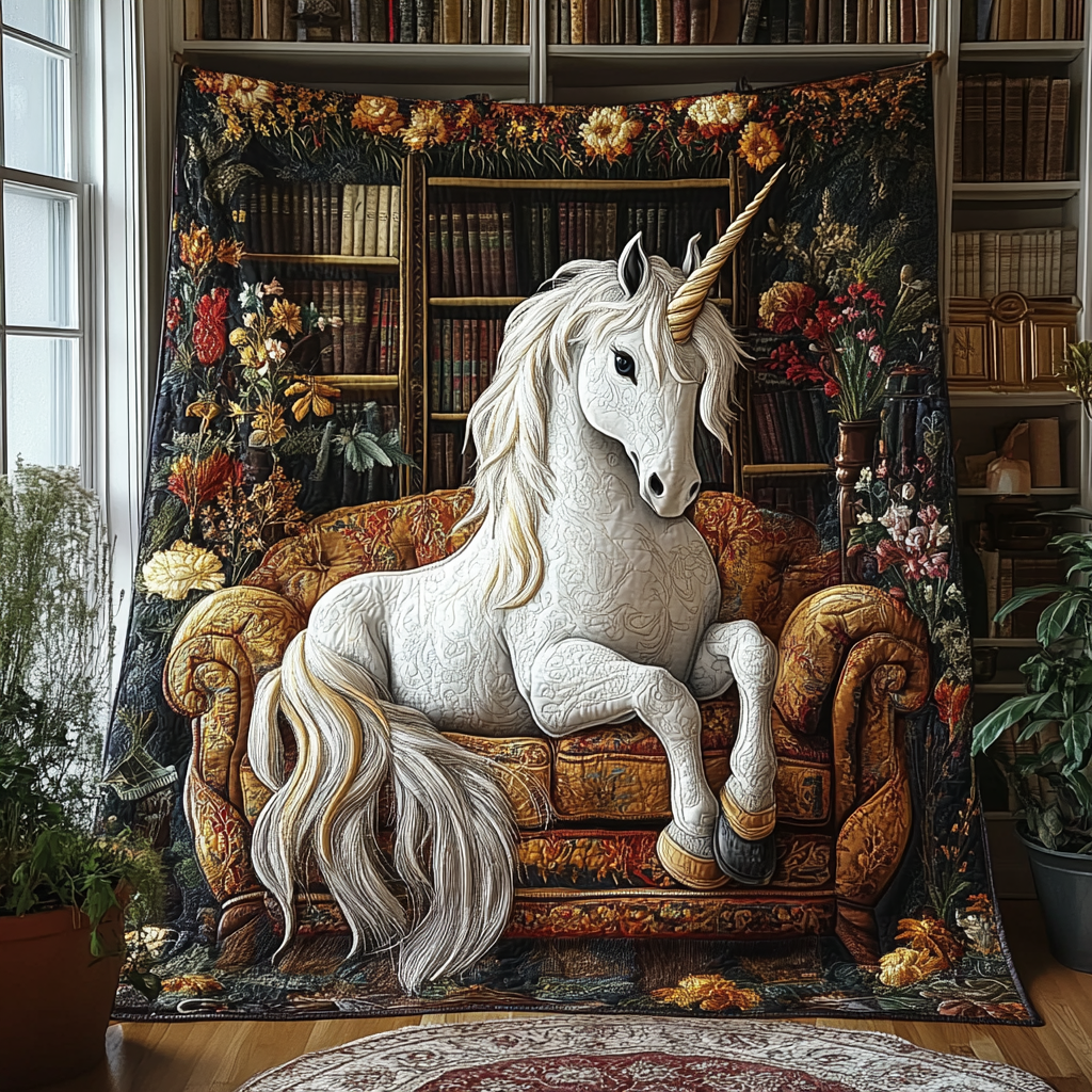 Enchanted Ivory Steed Quilted Blanket NCU0DV3916