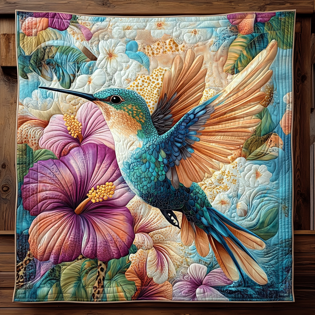 Floral Hummingbird Quilted Blanket 02acxa100425