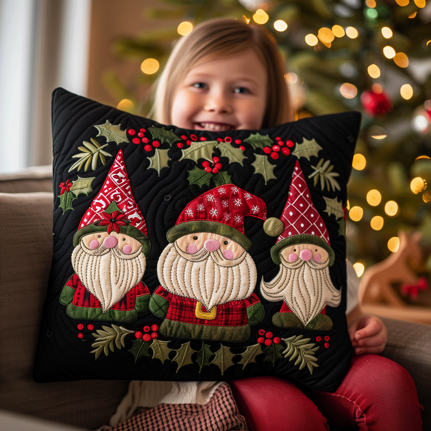 Gnome Christmas Spirit Quilted Pillow Case NCU0TH1112
