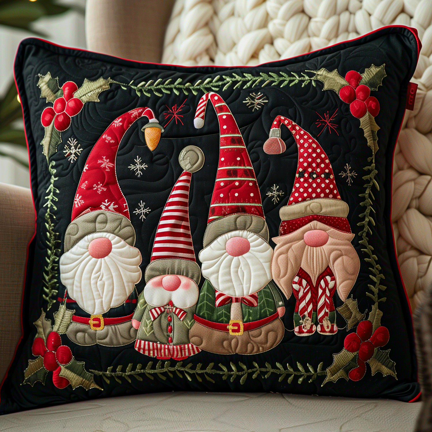 Gnome Holiday Hugs Quilted Pillow Case NCU0TH1118