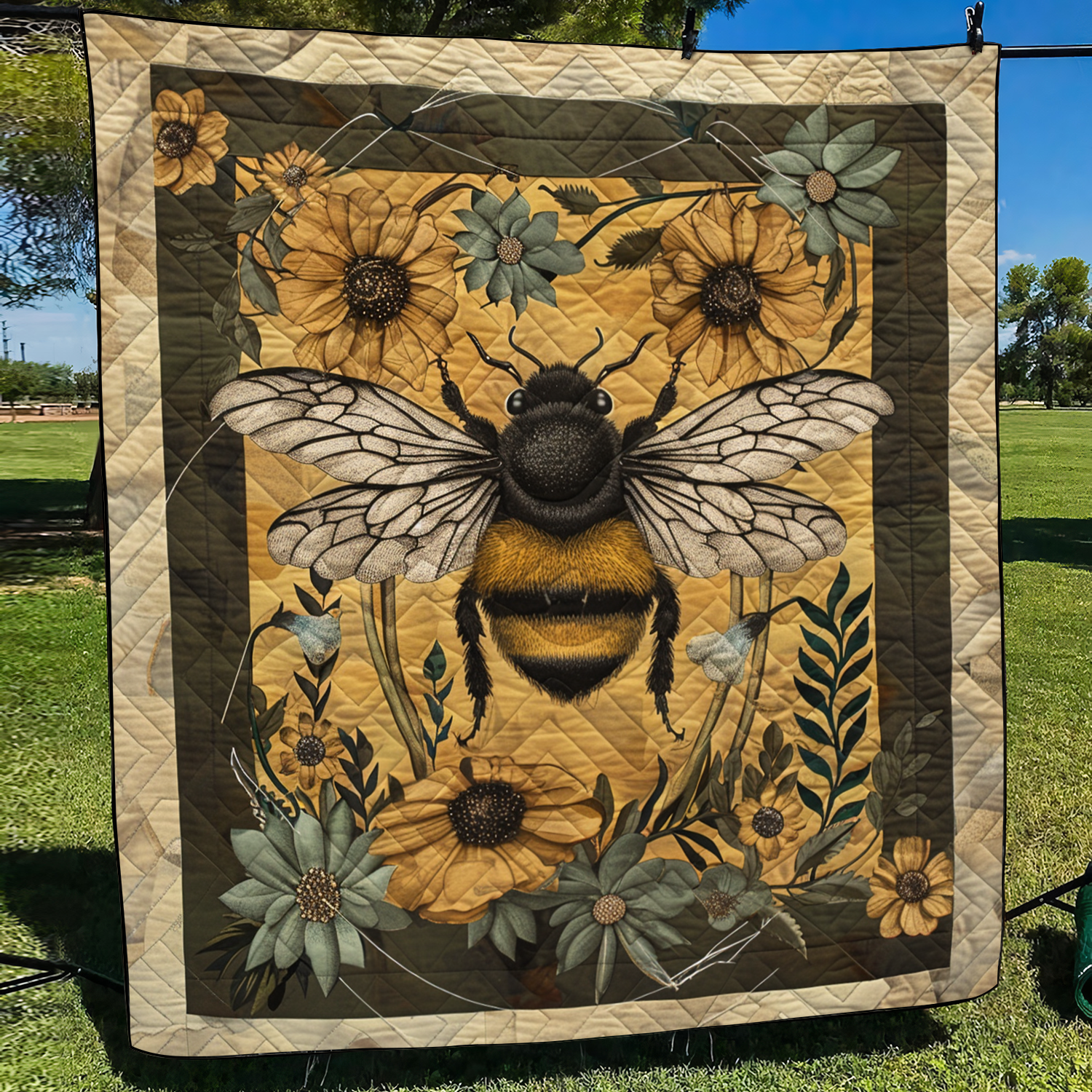 Golden Bee Quilted Blanket 07acxd010425
