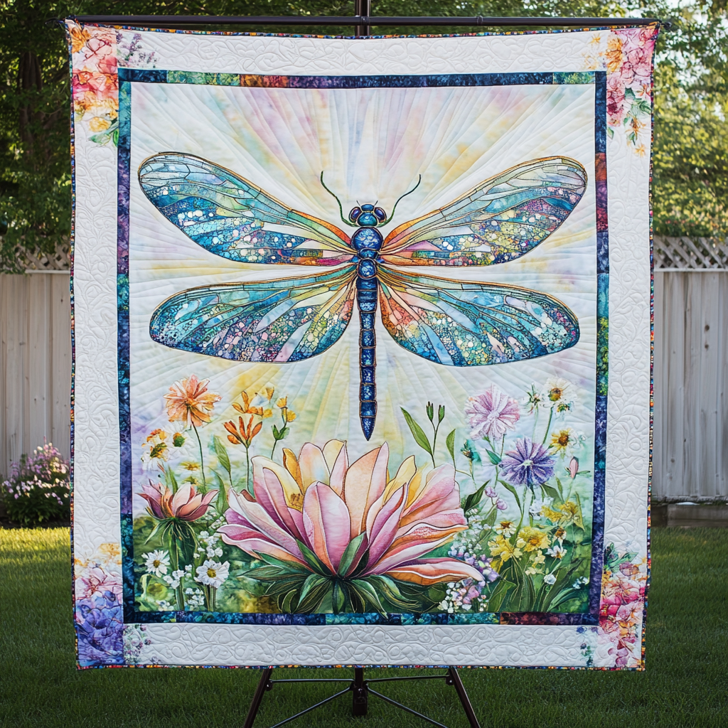 Golden Dragonfly Quilted Blanket NCU0DK3966