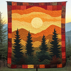 Golden Pine Sunset Quilted Blanket NCU0NT4428
