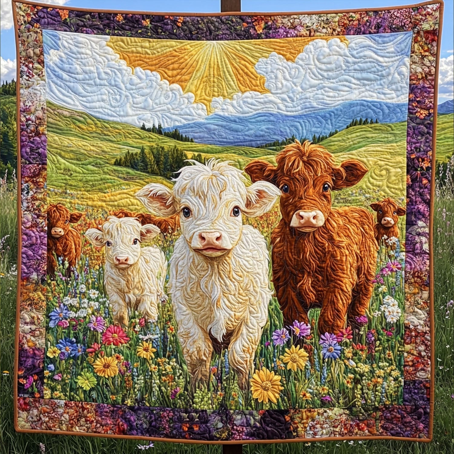 Herd Happiness Quilted Blanket NCU0PT4739
