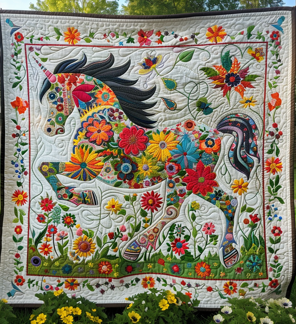 Horse Garden Quilted Blanket 02acxa010425