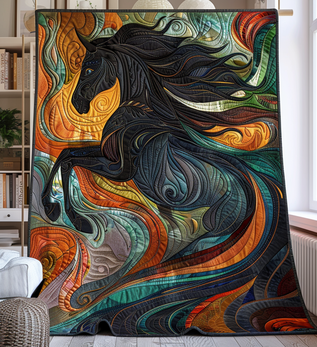 Horse Obsidian Quilted Blanket 04acxa010425