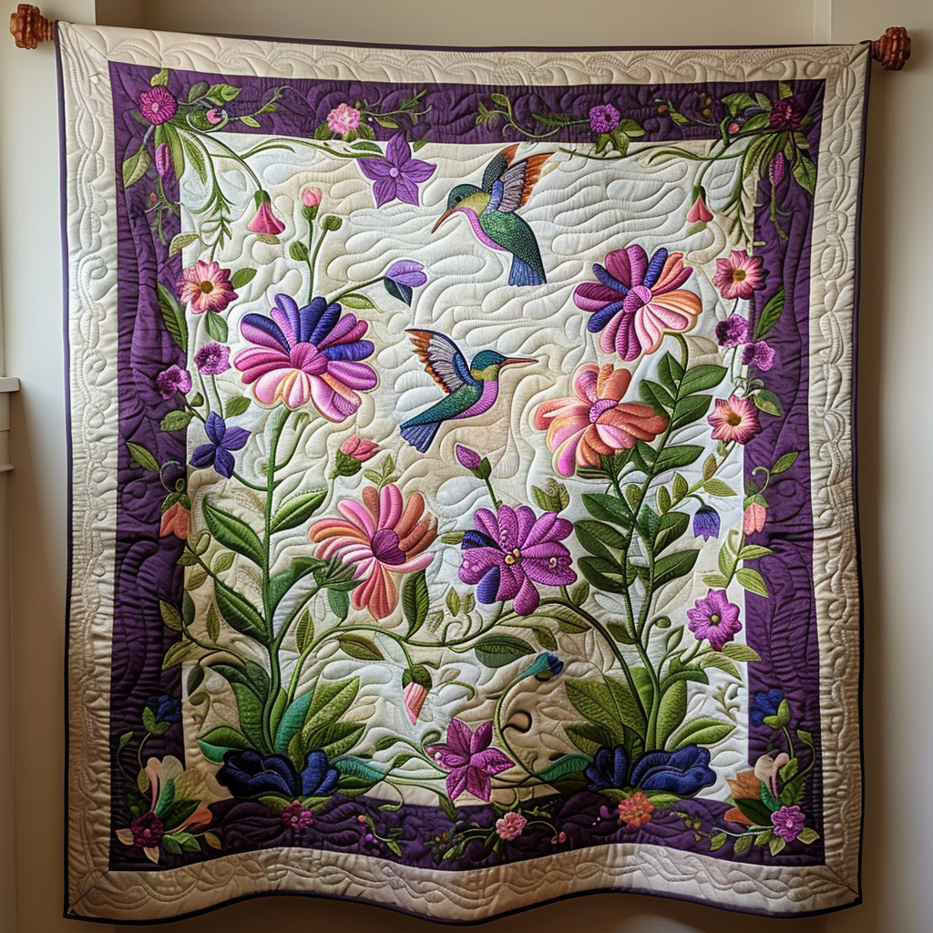 Hummingbird Garden Quilted Blanket 04acxa100425