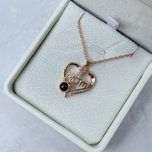 Custom Photo Projection Necklace For Mom, Lovely Heart Charm 50-Homacus