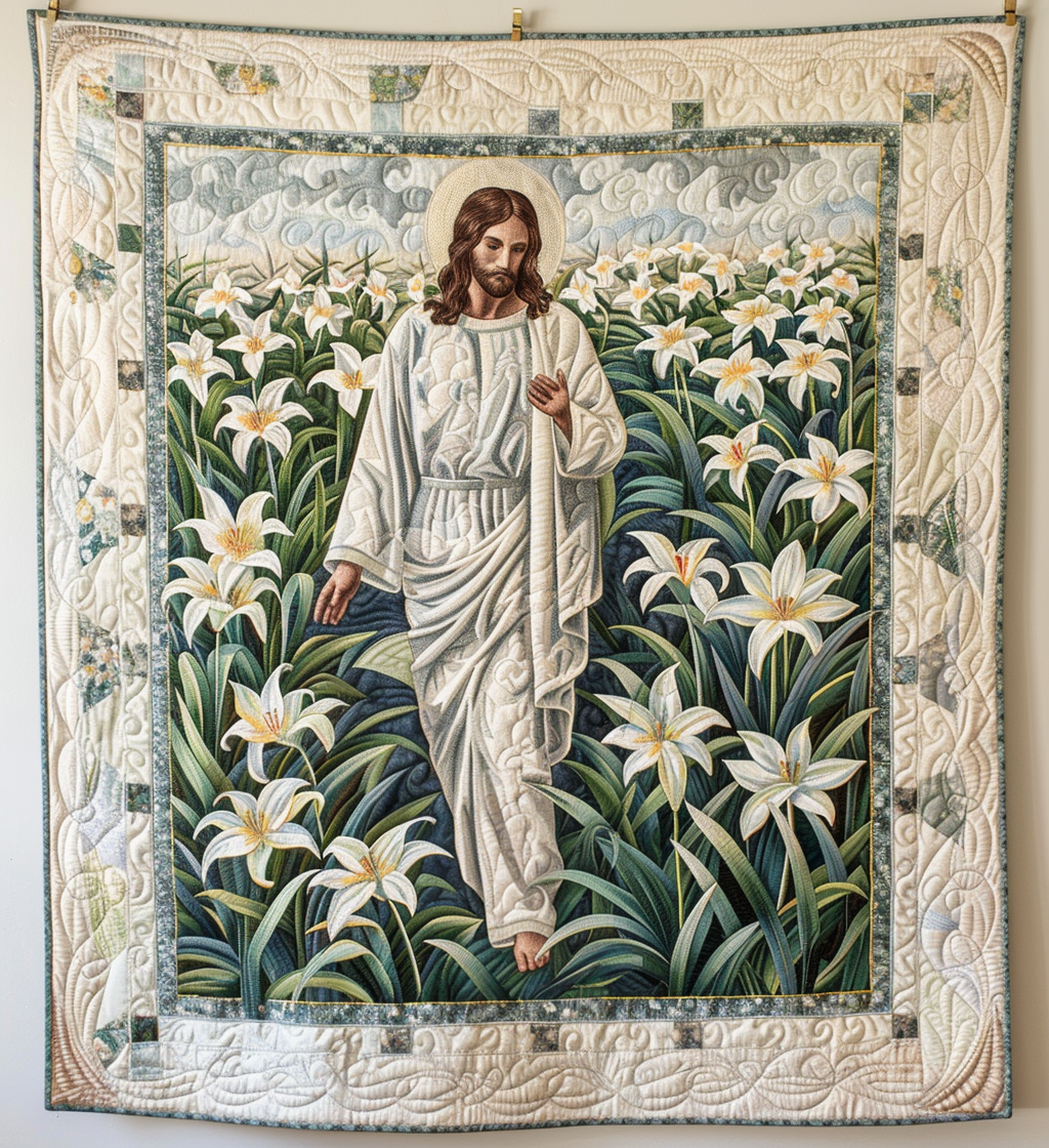 Jesus Among the Lilies of Grace – Quilted Blanket 06acxa140425