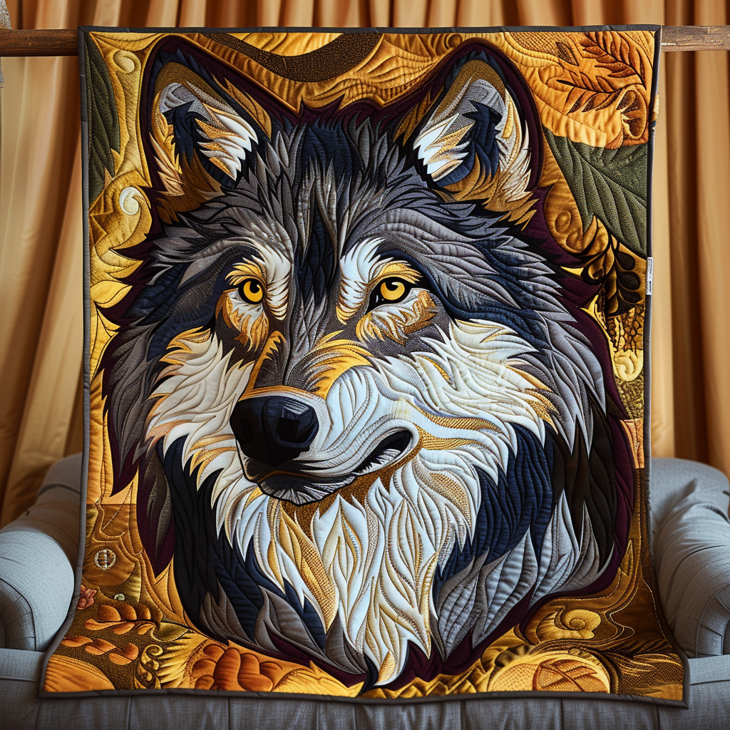 Lone Wolf Elegance Quilted Blanket 02acxd110425
