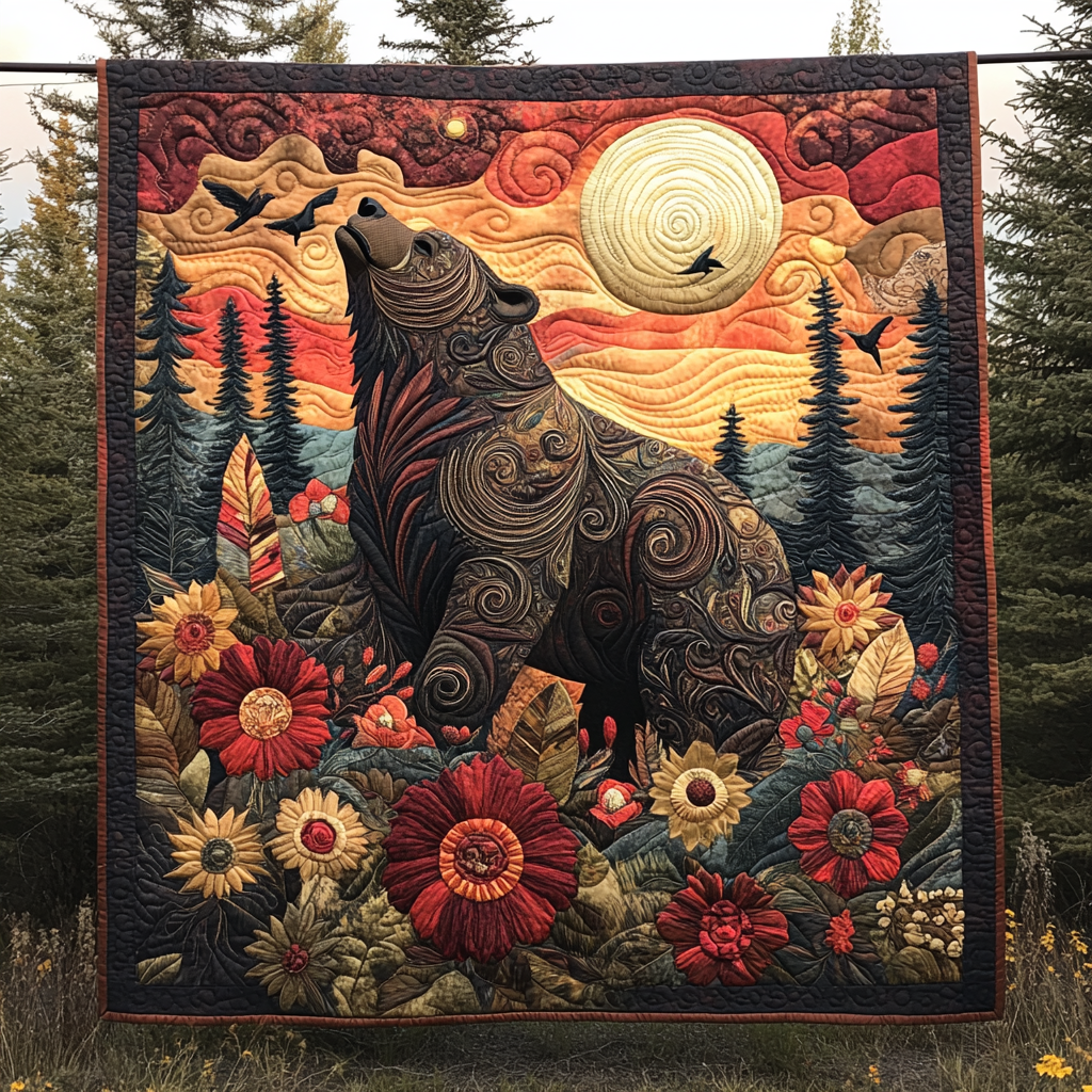 Lunar Sentinel Bear Quilted Blanket 03acxd030425