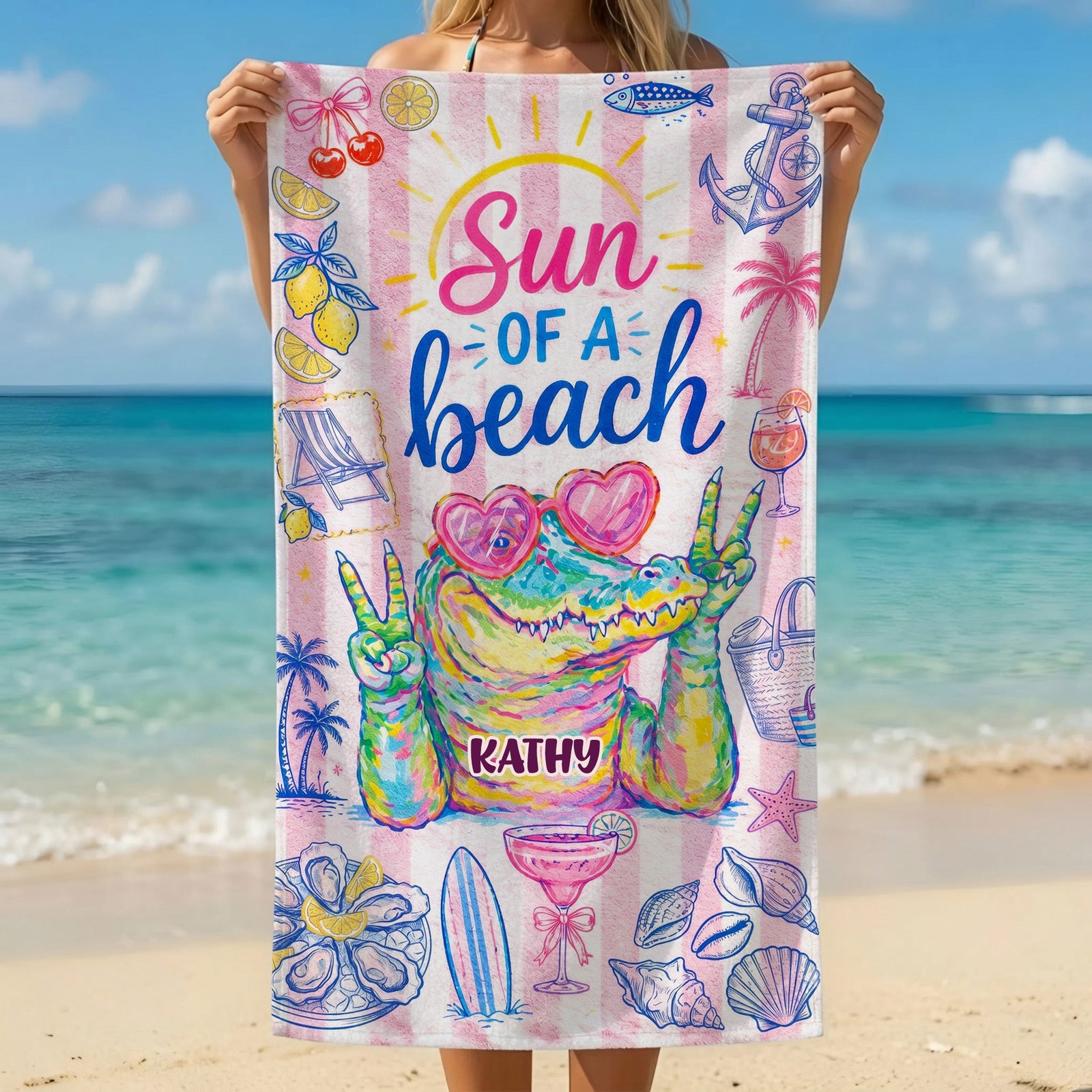 Preppy Sassy Girly Beach Towel, Personalized Gifts For Slay Girls 05qhti200726