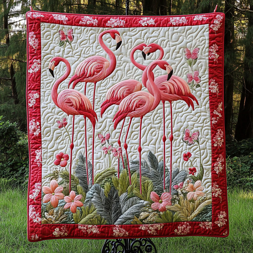 Majestic Flamingo Oasis Quilted Blanket NCU0NT4117