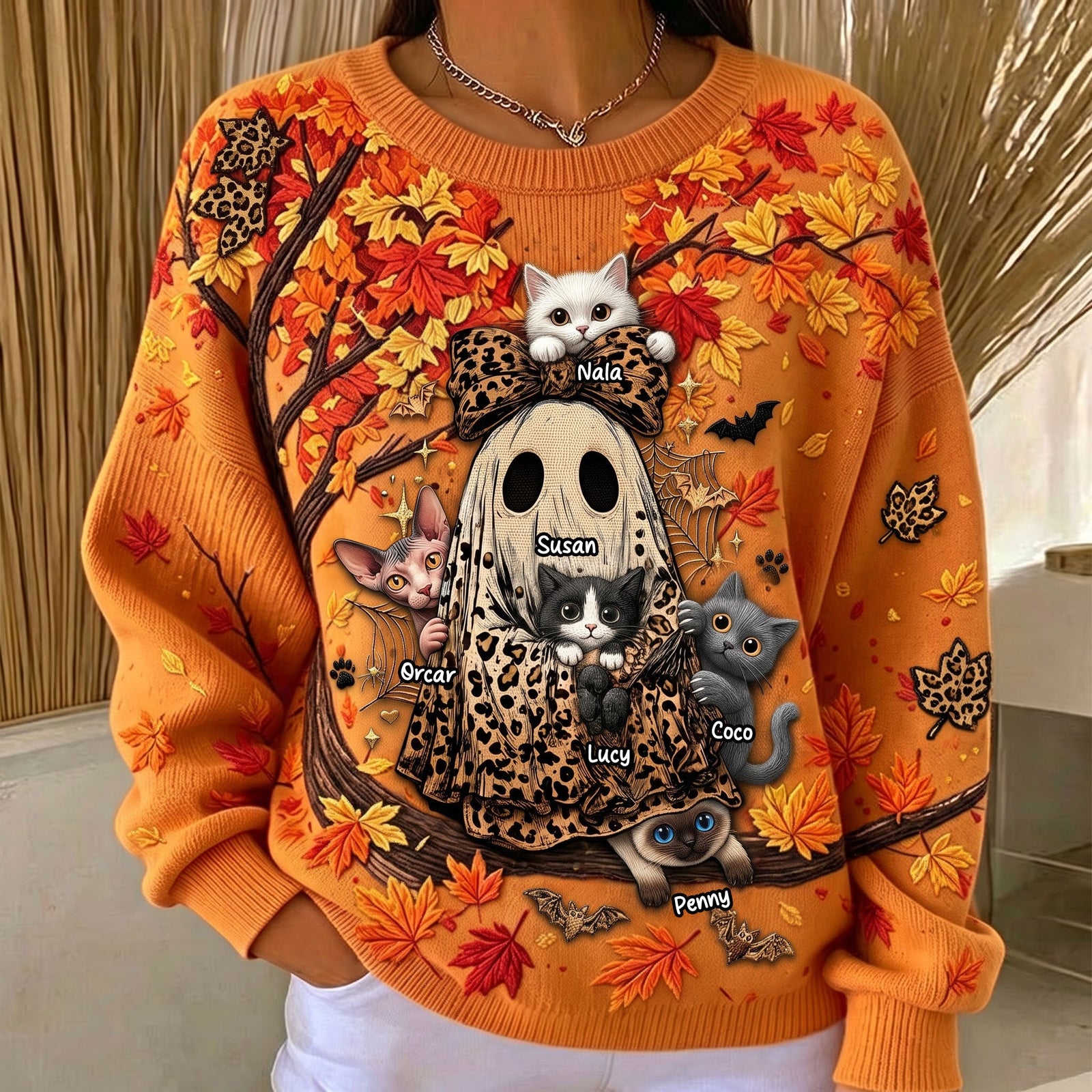 Autumn Boo Jee Cat Sweater - Personalized Gifts For Cat Lovers 04qhti100826