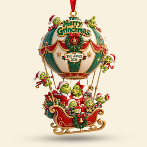Hot Air Balloon Christmas Express Acrylic Ornament, Personalized Gifts For Family 03QHTI121026