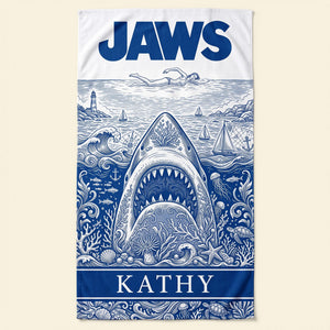 Ancient Shark Toile De Jouy Beach Towel, Personalized Gifts 03qhti180726
