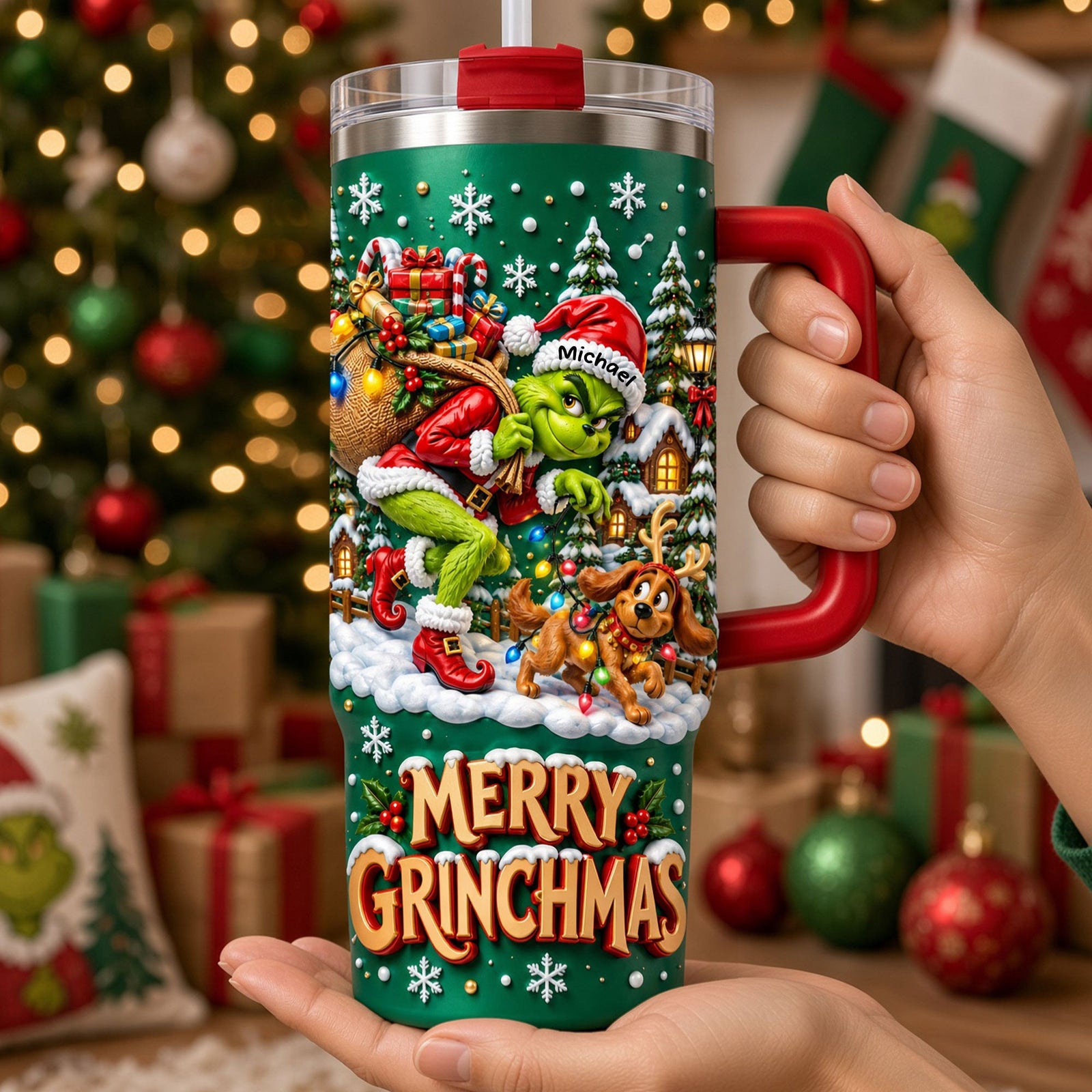 Christmas Mischief Colorful 40oz Tumbler With Handle - Personalized Christmas Gifts 05tyti061026