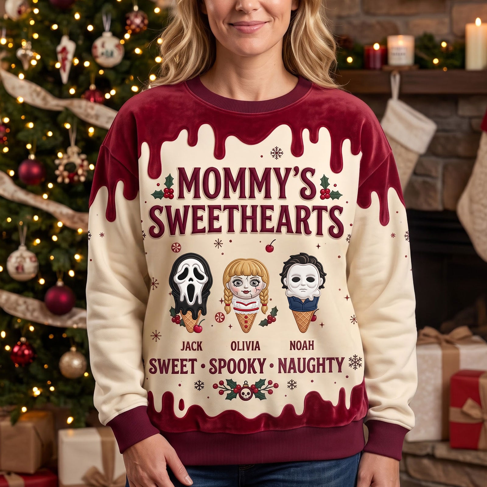 Spooky Sweetheart Horror Version 3D Knitted Ugly Sweater - Personalized Gifts For Horror Lovers 01pati200826