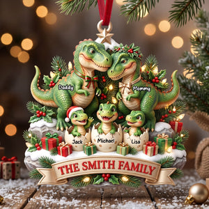 Dinosaur Family Ornament - Personalized Christmas Gifts For Family 04TYTI180826